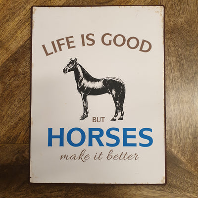metall-plakat-life-is-good-but-horses