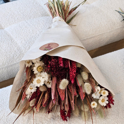 Trockenblumenstrauss - Medium Bouquet Rot/Rosa