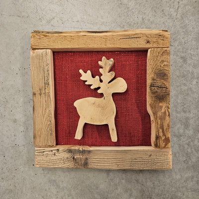Reliefbild aus Holz - Rentier