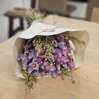 Trockenblumenstrauss - Grosses Bouquet Natur-Lila