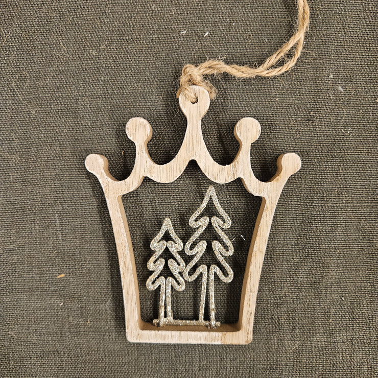 Anhänger Krone Deko mit Tannen