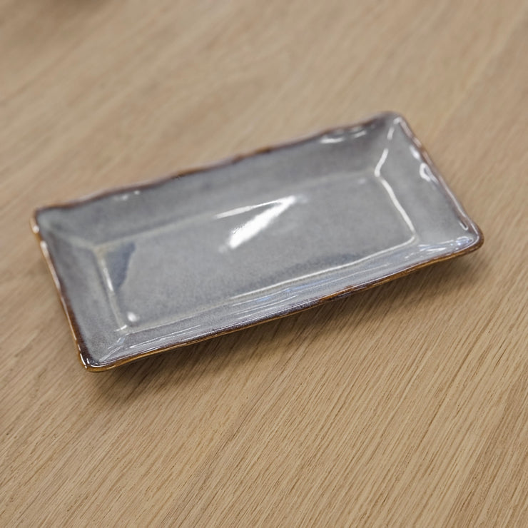 Rechteckiger Teller 20 cm. - Aschenblau