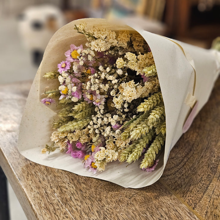 Trockenblumenstrauss - Grosses Bouquet Pink/White