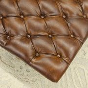Vintage Lederhocker / Fussschemel Coffee Brown