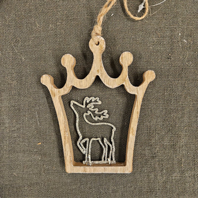 Anhänger Krone Deko mit Rentier
